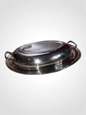 FB Rogers Silver Company Oval Serving Tray Glass Divider & Lid  11.5”